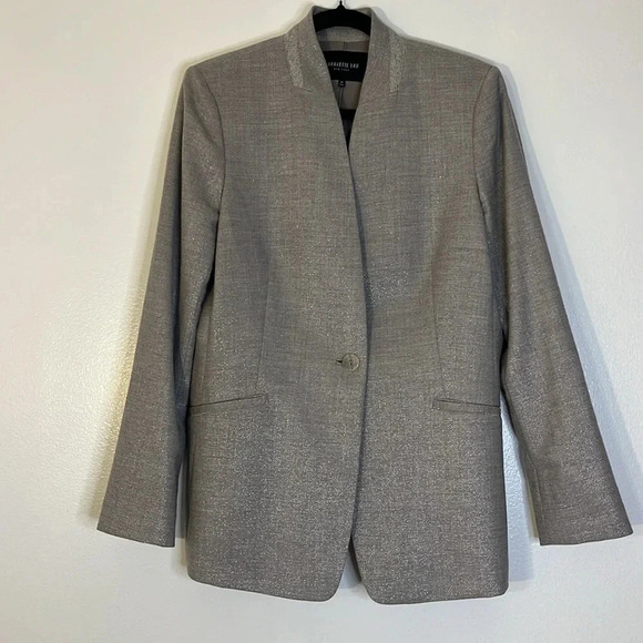 Lafayette 148 | Darcy Metallic Blazer Jacket Women size 10 wool cashmere stretch - Picture 1 of 16